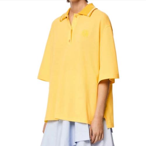 LOEWE/羅意威新款黃色羊絨和棉質(zhì)超大Anagram馬球衫S540Y07X308100