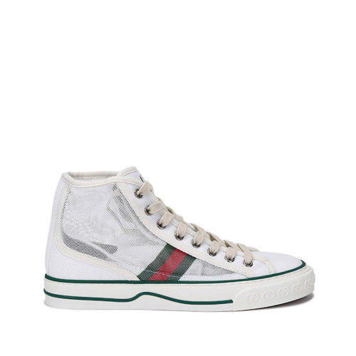 GUCCI/古馳 女士Tennis 1977系列織物網(wǎng)眼系帶高幫休閑運(yùn)動(dòng)鞋 663579 2WB10