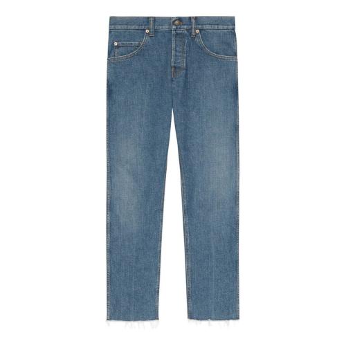  GUCCI古馳 22年秋冬 男士 毛邊褲腳彈力牛仔褲 681284 XDBP7 4011