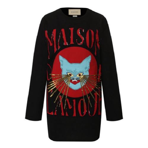  GUCCI/古馳 女士黑色棉質(zhì)短袖T恤 595932XJBUJ 1082 PLFSX