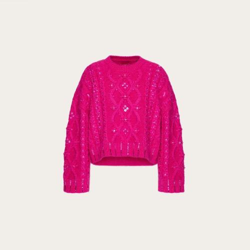  VALENTINO華倫天奴 22年秋冬 女士 長(zhǎng)袖襯衫 PULL BRODé EN MOHAIR 1B0KC39R7HLUWT