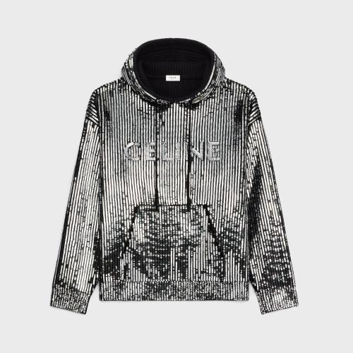  CELINE賽琳思琳 22年秋冬 男士 夾克 CELINE刺繡羅紋羊毛連帽套頭衫 2AA88587S.36SI