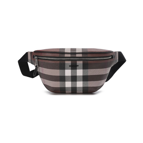 BURBERRY/博柏利 【22春夏新款】 男款織物/聚氨酯胸包斜挎包腰包深樺木棕格紋 80528061