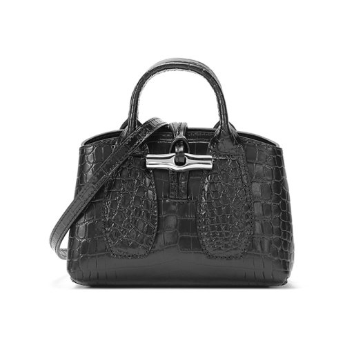 Longchamp/瓏驤 女士ROSEAU系列迷你款牛皮手提單肩斜挎包竹節(jié)包 10057 HTS