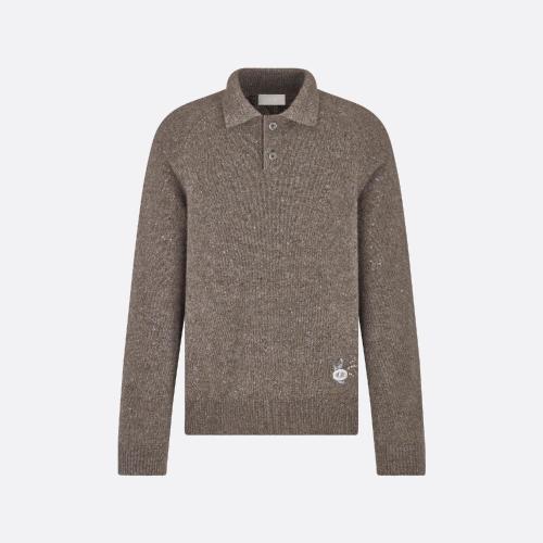  DIOR迪奧 22年秋冬 男士 針織衫 Polo a manches longues， coupe oversize 243M830AT449_C730