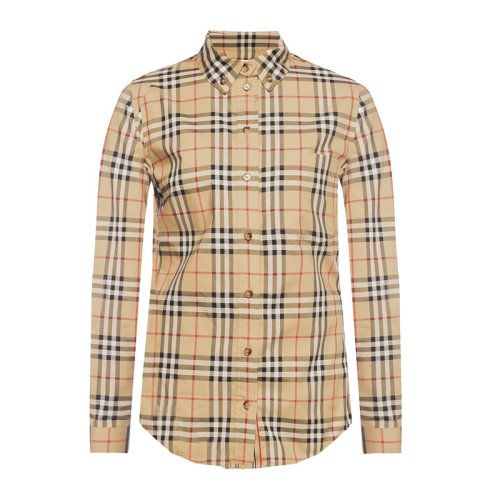 BURBERRY/博柏利 領(lǐng)尖扣衣領(lǐng)Vintage格紋彈力棉質(zhì)女士長袖襯衫80222841
