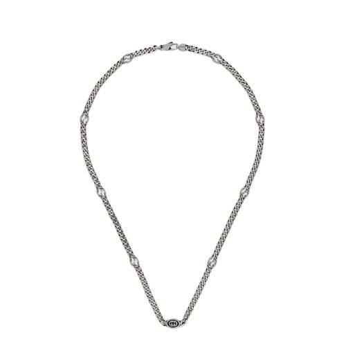 GUCCI/古馳  925純銀琺瑯細(xì)節(jié)互扣式雙G細(xì)版項鏈?678661J84108191