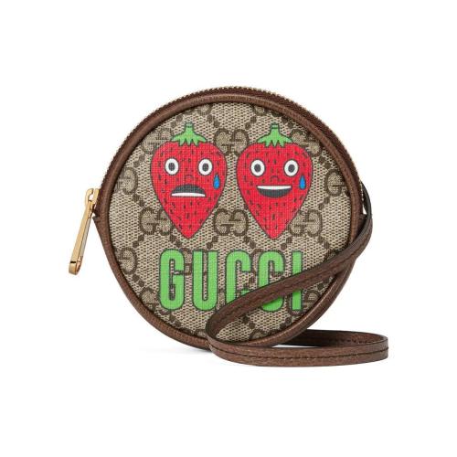  GUCCI古馳 22年秋冬 男士 Gucci草莓印花零錢包 700734 UF1AG 8679