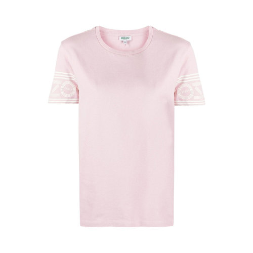 Kenzo/高田賢三 女士淡粉色棉質(zhì)袖口經(jīng)典字母徽標(biāo)印花裝飾圓領(lǐng)短袖上衣T恤 F862TS793985-34