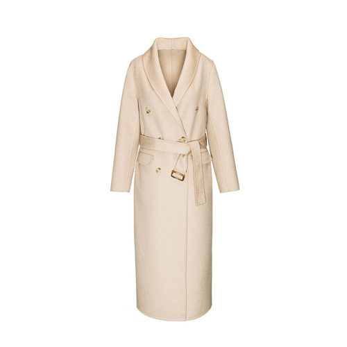 GeleiStory/GeleiStory 羊毛大衣女2022年秋冬新款青果領(lǐng)顯瘦氣質(zhì)水波紋羊毛雙面昵外套 女士大衣