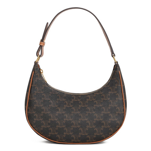 CELINE/賽琳 2020夏季新款 經(jīng)典TRIOMPHE系列   凱旋老花帆布拼棕色皮革復(fù)古AVA腋下包半月包單肩包193952BZJ.04LU