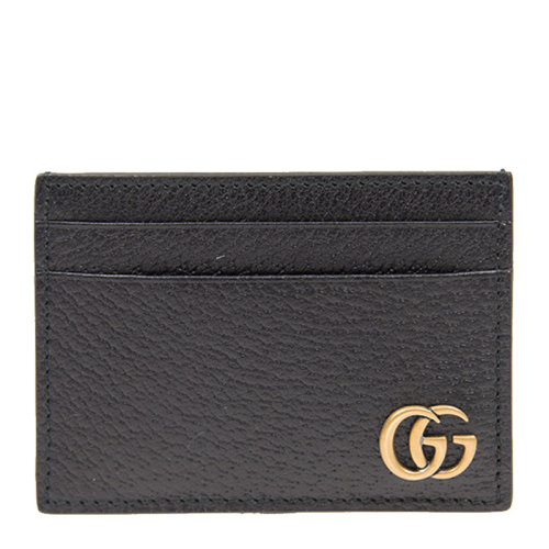 GUCCI/古馳   男士黑色牛皮經(jīng)典LOGO款短款錢包卡包