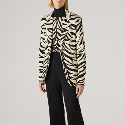 St.John/盛薔老虎紋提花高領(lǐng)修身女士針織衫/毛衣K521151