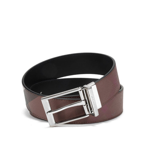 BURBERRY/博柏利  男款環(huán)保帆布/皮革針扣式雙面皮帶腰帶 80369581