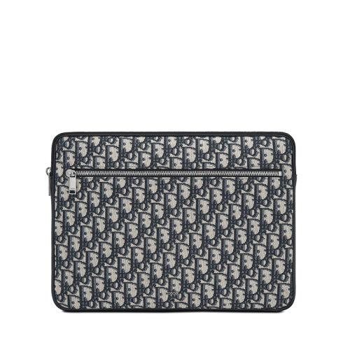 DIOR/迪奧 老花黑色粒面小牛皮飾面泡沫內(nèi)飾電腦包手拿包2ESCA380YSE_H05E