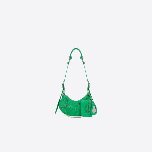  BALENCIAGA巴黎世家 22年秋冬 女士 單肩包 Women's Le Cagole Xs Shoulder Bag  in Green 671 預(yù)定商品1-3周發(fā)貨