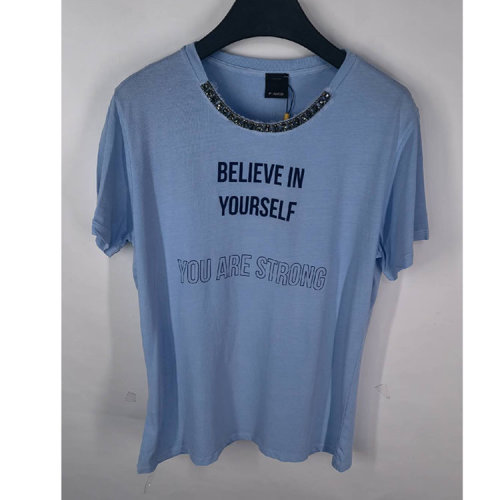 Pinko/品高藍色女士短袖T恤  1B12ZFY4DKEE4