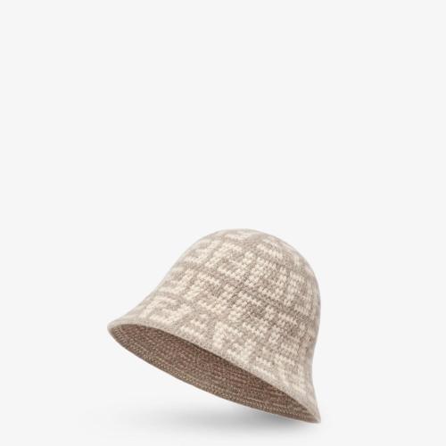  FENDI芬迪 22年秋冬 女士 帽子 灰色FF提花羊絨鐘形帽 FXQ922ALSQF0QD3