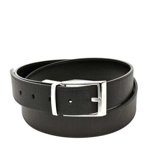 BALLY/巴利 男士黑色牛皮方形扣雙面兩用針扣式皮帶腰帶 6225450