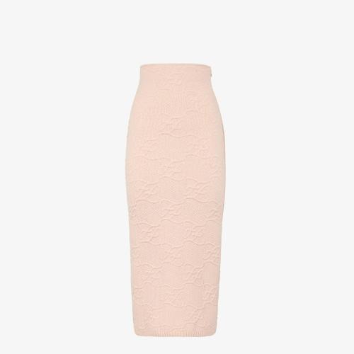  FENDI芬迪 22年春夏 女士 半身裙 粉紅色羊毛和羊絨半身裙 FZQ646AHE9F1ENM