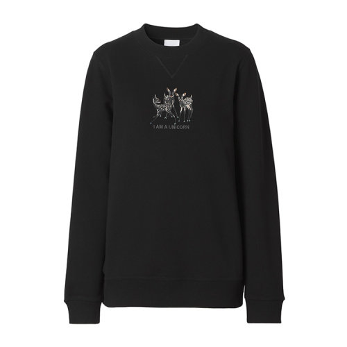 BURBERRY/博柏利鹿圖案刺繡棉質(zhì)寬松運動衫女衛(wèi)衣80428831