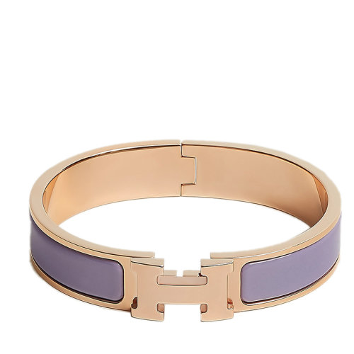 HERMES/愛馬仕 經(jīng)典款Clic H系列 丁香紫琺瑯鍍玫瑰金飾面H標(biāo)識手鐲H700001FO47