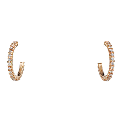 CARTIER/卡地亞 ETINCELLE系列 玫瑰金鑲嵌鉆石小號(hào)圈形耳環(huán)B8301244