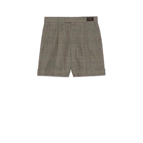  GUCCI古馳 22年秋冬 男士 威爾士親王格紋羊毛亞麻短褲 690519 ZAILY 1136