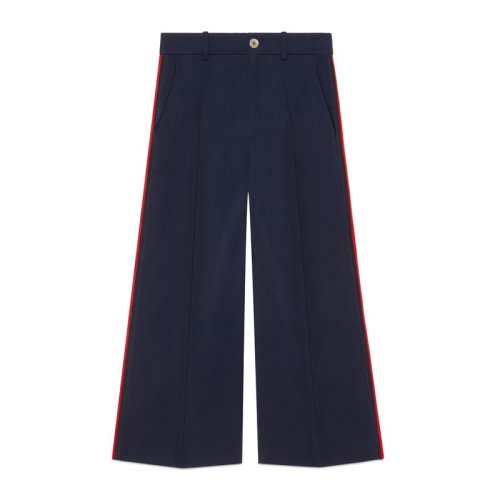 GUCCI/古馳 女裝 服飾 粘膠纖維條紋彈力休闊腿褲女士閑褲