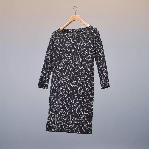  HERMES愛馬仕 22年秋冬 女士 連衣裙 Robe micro col danseuse imprime ??Tresor de Medor?