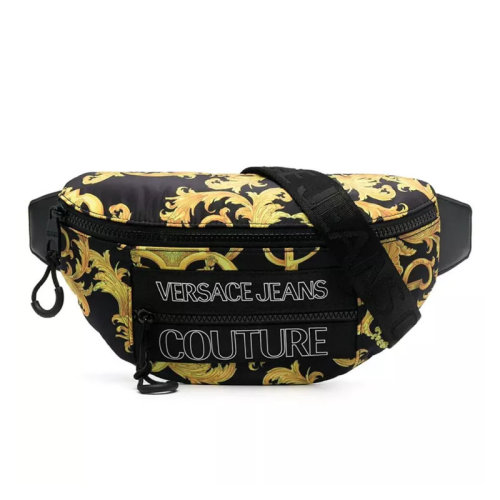 VERSACE JEANS/范思哲牛仔  男包女包黑色滌綸時尚百搭巴洛克花紋印花拉鏈胸包腰包   EE1YWABA2-E71895-E899