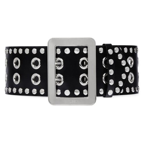  GUCCI古馳 22年秋冬 女士 飾孔眼和鉚釘圖案寬版腰帶 718506 AAA1J 1000