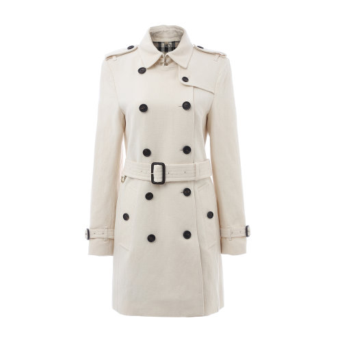 米白色雙排扣女士大衣 BURBERRY/博柏利 服裝 巴寶莉 外套 burberry服裝 瑕疵特賣