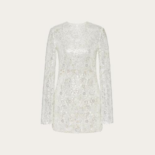  VALENTINO華倫天奴 22年秋冬 女士 連衣裙 COMBINAISON EN MACRAMé FLEURI ARGENTé XB3VE1S5