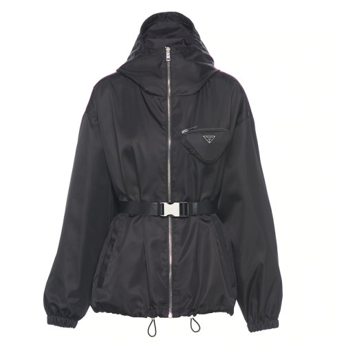 PRADA/普拉達(dá) 女士黑色再生尼龍運(yùn)動風(fēng)兜帽式夾克291964_1WQ8_F0002_S_212