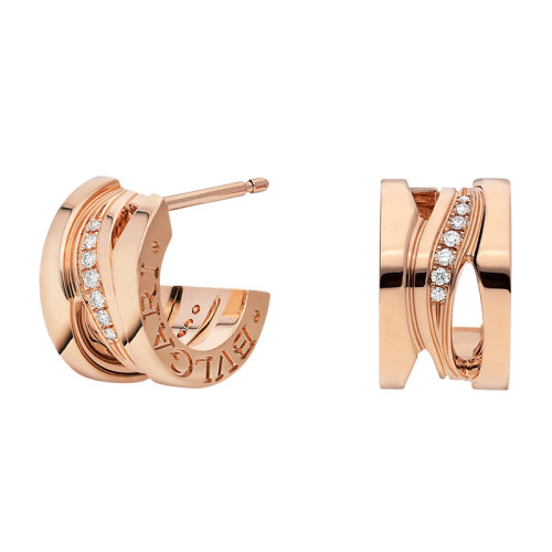 BVLGARI/寶格麗 B.ZERO1系列Design Legend 18K金玫瑰金螺旋形鋪鑲鉆石耳環(huán) 356131
