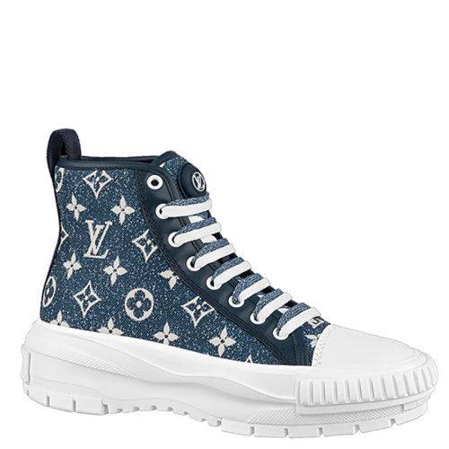 Louis Vuitton/路易威登 22年早春新款 SQUAD系列 女士深藍(lán)色老花牛仔布高幫運(yùn)動(dòng)鞋1A9S12