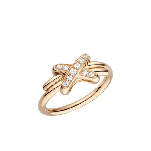 Chaumet/尚美  經(jīng)典JEUX DE LIENS系列 18k金玫瑰金歡·緣鉆石戒指081239