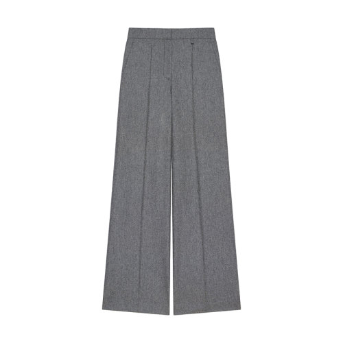 Givenchy/紀(jì)梵希 22年秋冬新款 女士灰色純羊毛法蘭絨超大版型長褲BW50WM1413-020