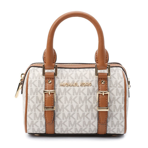 Michael Kors/邁克·科爾斯 MK女包 Bedford系列小號(hào)老花拼色手提包斜挎包 32F9G06C0B 橡果棕拼色