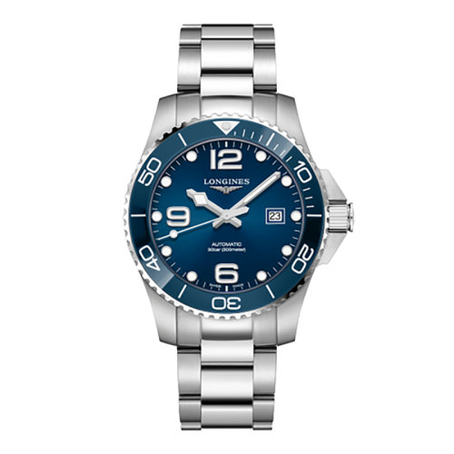 LONGINES/浪琴 康卡斯?jié)撍盗?自動(dòng)機(jī)械藍(lán)盤不銹鋼和陶瓷男表43毫米L3.782.4.96.6