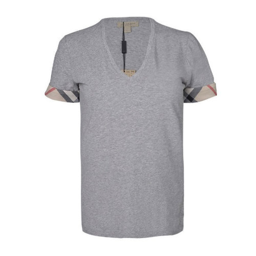 BURBERRY/博柏利 女士棉質(zhì)經(jīng)典格紋短袖半袖POLO衫格紋飾邊