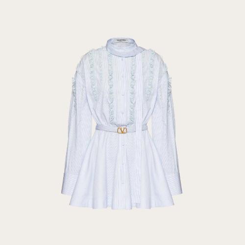  VALENTINO華倫天奴 22年秋冬 女士 連衣裙 ROBE BRODéE SKINNY STRIPE 1B3VA0E0794043