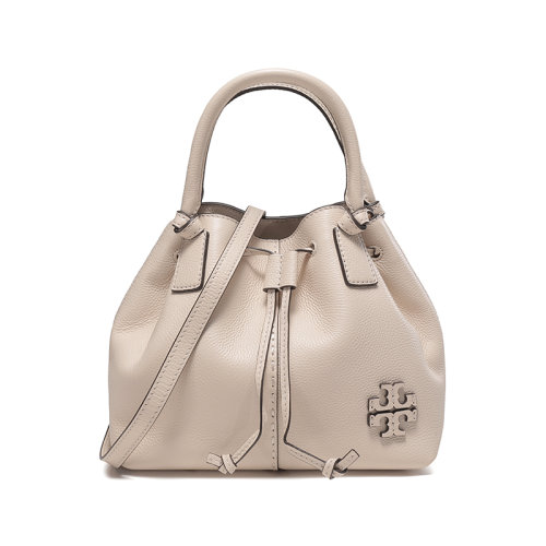 Tory Burch/湯麗柏琦女士MCGRAW系列皮革小號手提單肩斜挎包抽繩包水桶包 85119