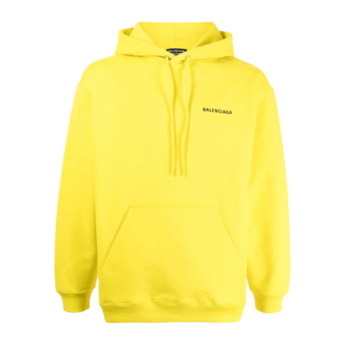 Balenciaga/巴黎世家 男士黃色棉質(zhì)經(jīng)典字母徽標(biāo)印花裝飾長袖上衣衛(wèi)衣連帽衫運(yùn)動(dòng)衫套頭衫 600583-TIV84-7440