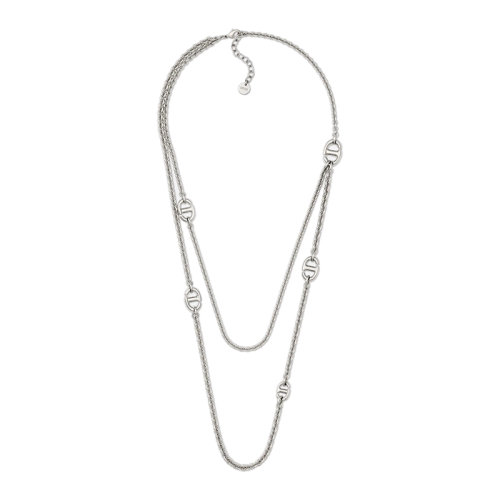 DIOR/迪奧 22新款 女士銀色金屬雙層鏈環(huán)龍蝦扣字母極簡(jiǎn)風(fēng)項(xiàng)鏈N2015WOMMT_D000