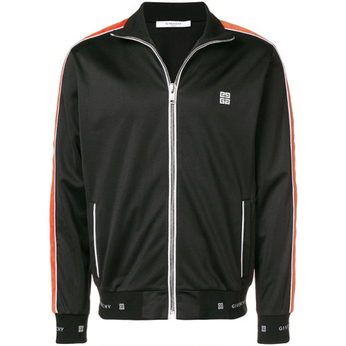 Givenchy/紀(jì)梵希  男裝 條紋修邊 男士黑色時(shí)尚拉鏈秋冬夾克外套 BM708V300B-017