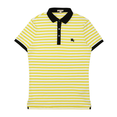 BURBERRY 博柏利 巴寶莉 女士 服裝  翻領(lǐng)黃色條紋短袖POLO衫 女士短POLO