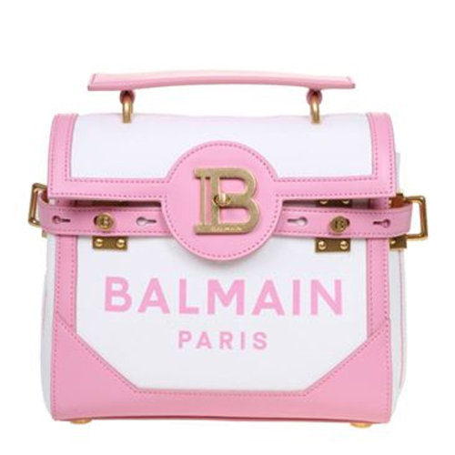 BALMAIN/巴爾曼B-Buzz系列23女士拼色帆布配皮經(jīng)典字母徽標(biāo)印花裝飾單肩包斜挎包手提包女包 VN1S530TCPY-GBY