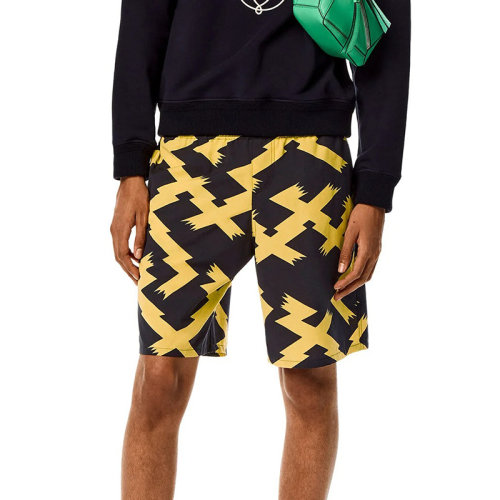 LOEWE/羅意威 22年春夏新款 男士黑色/黃色純棉全覆蓋印花短褲H664Y04X10-1108